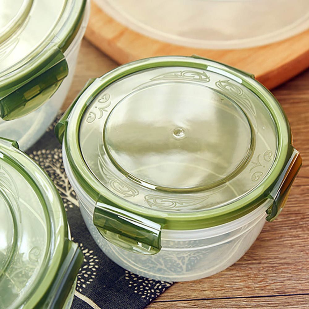 Meal Prep Glass Containers Oven Safe - กล่องเก็บของพลาสติกทรงกลม/สี่เหลี่ยม ปลอดภัย 1/4 ชิ้น พร้อมฝาปิด กล่องใส่อาหารแบบซ้อนได้