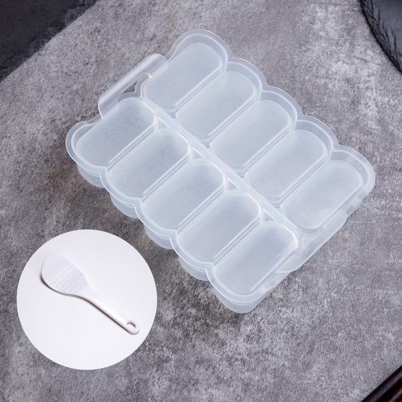 Rice Ball Mold - แม่พิมพ์ข้าวปั้นแบบมีช่องพร้อมที่ตักข้าว กล่องเก็บข้าวปั้นซูชิแบบไม่ติดกระทะ อุปกรณ์ทำอาหารกลางวัน DIY สำหรับครัวเรือน แม่พิมพ์ข้าวปั้นใส