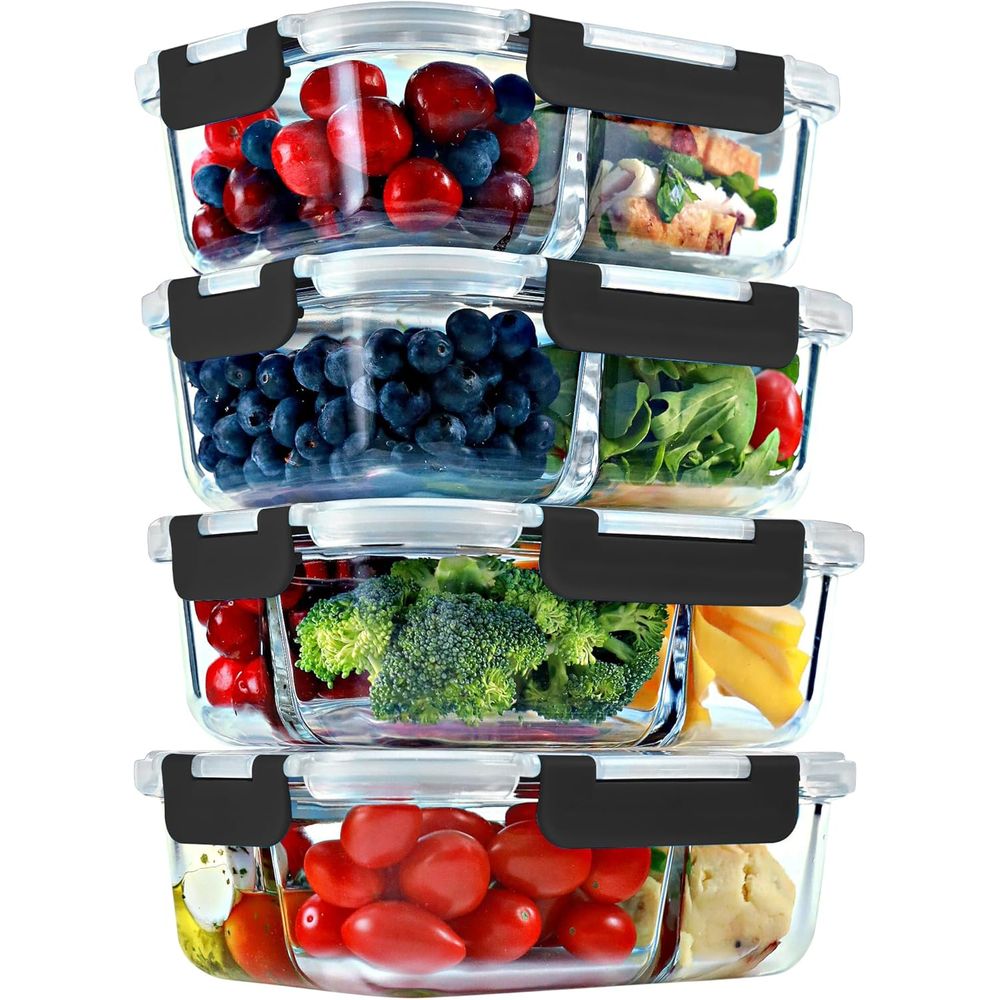Meal Prep Glass Containers Oven Safe - ภาชนะเตรียมอาหาร 2 และ 3 ส่วน –