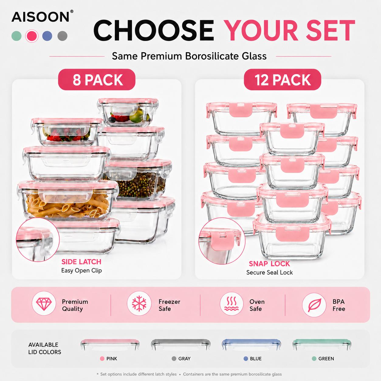 ชุดกล่องเก็บอาหารแก้วบอโรซิลิเ - Meal Prep Glass Containers Oven Safe บทวิจารณ์และราคา