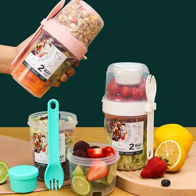 ถ้วยสลัดพกพา ถ้วยข้าวโอ๊ตสองชั - Meal Preparation บทวิจารณ์และราคา
