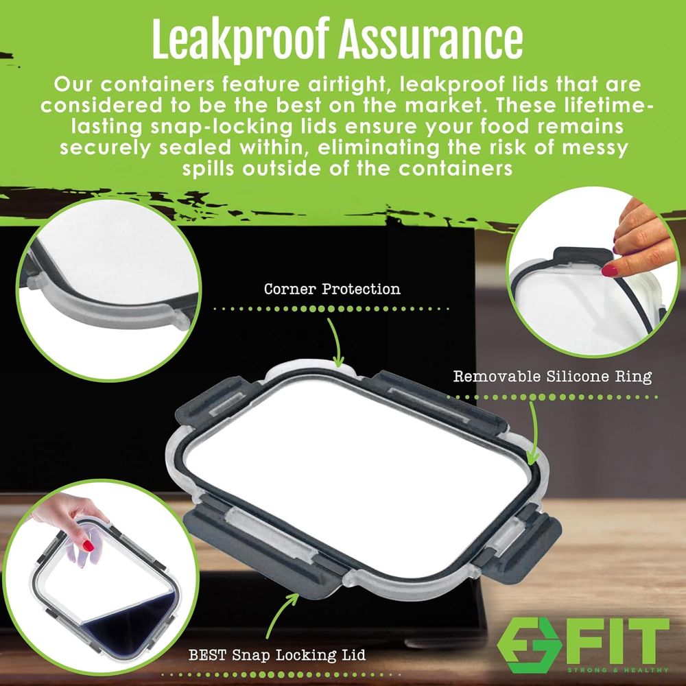 ภาชนะเตรียมอาหาร 2 และ 3 ส่วน  - Meal Prep Glass Containers Oven Safe บทวิจารณ์และราคา